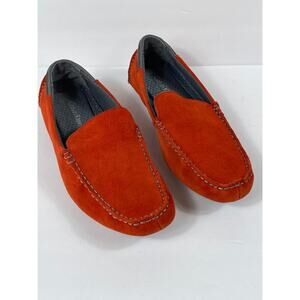 Calvin Klein Men's Maverick Suede Slip-On Driving Loafer Orange 7.5